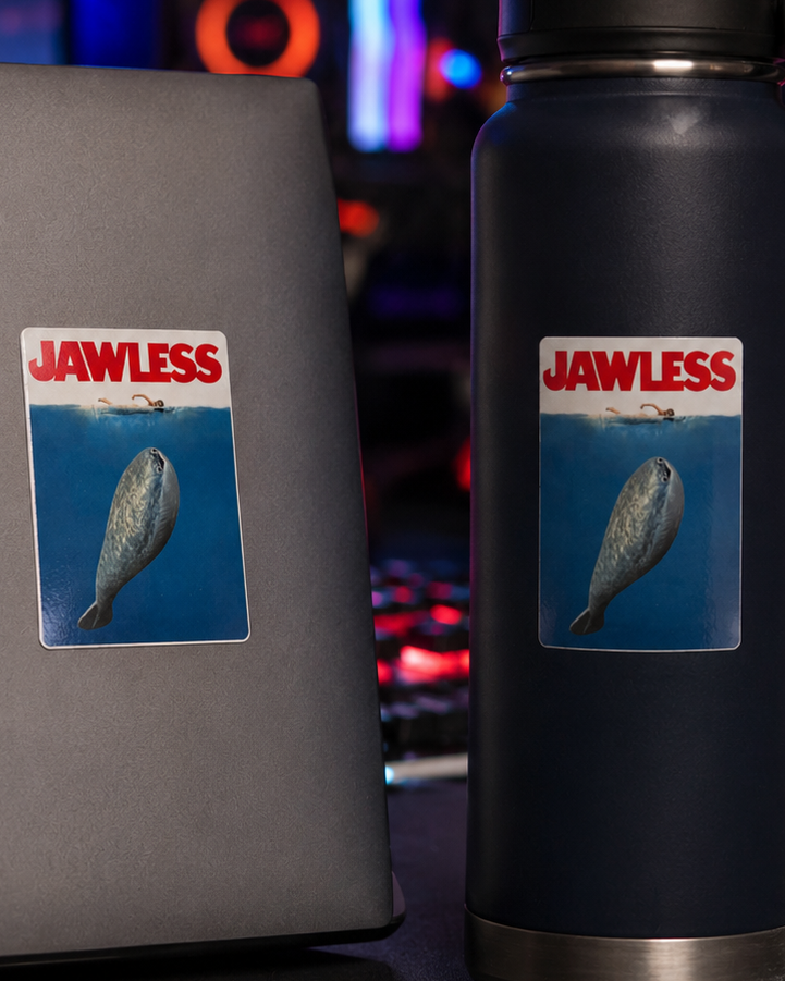 JAWS Sacabambaspis Sticker | 2.5" Die-Cut Vinyl Prehistoric Fish Meme Decal | Laptop & Water Bottle Sticker