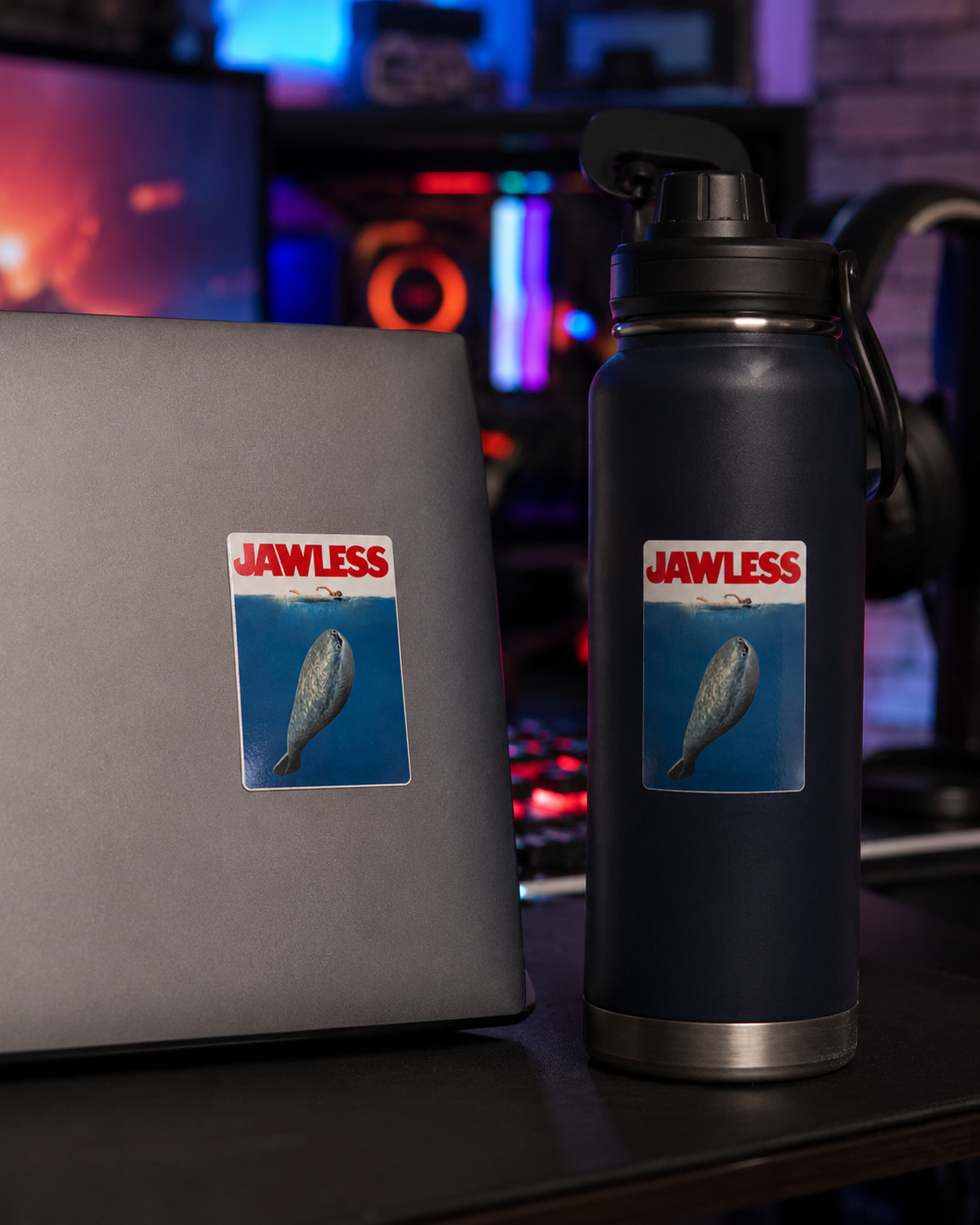 JAWS Sacabambaspis Sticker | 2.5" Die-Cut Vinyl Prehistoric Fish Meme Decal | Laptop & Water Bottle Sticker