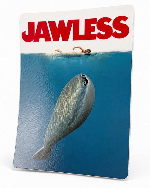 JAWS Sacabambaspis Sticker | 2.5" Die-Cut Vinyl Prehistoric Fish Meme Decal | Laptop & Water Bottle Sticker