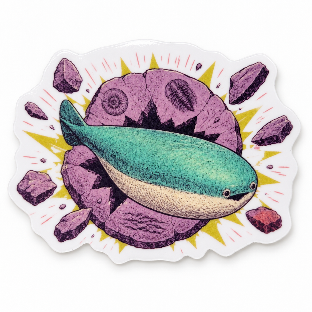 Fossil Sacabambaspis Sticker | 2.5" Die-Cut Vinyl Prehistoric Fish Meme Decal | Laptop & Water Bottle Sticker