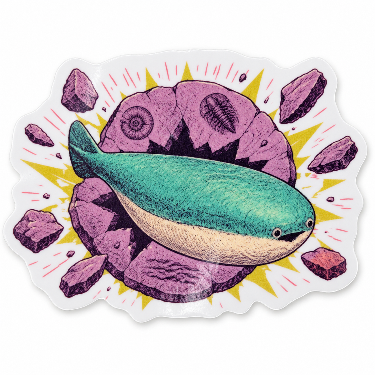 Fossil Sacabambaspis Sticker | 2.5" Die-Cut Vinyl Prehistoric Fish Meme Decal | Laptop & Water Bottle Sticker