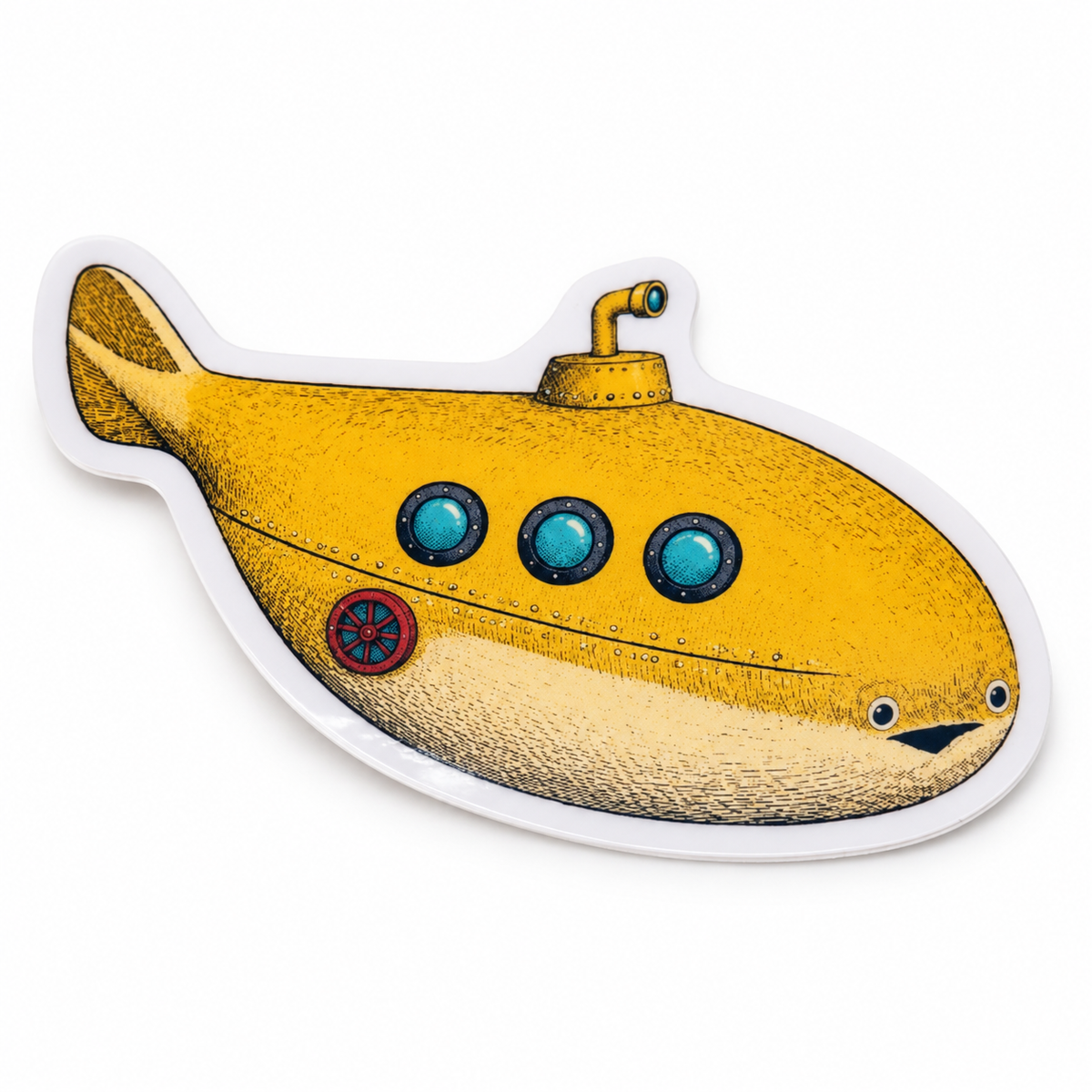 Yellow Submarine Sacabambaspis Sticker | 2.5" Die-Cut Vinyl Prehistoric Fish Meme Decal | Laptop & Water Bottle Sticker