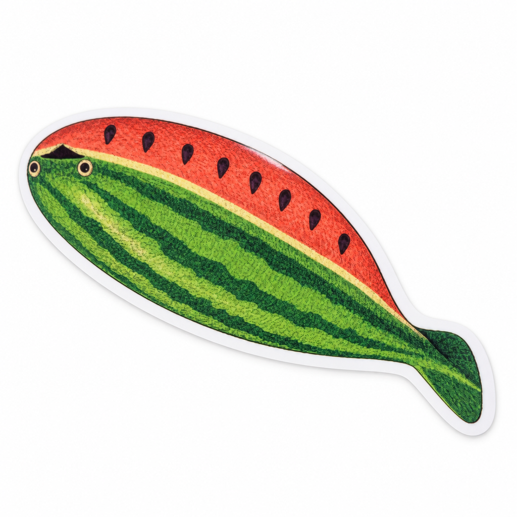 Watermelon Sacabambaspis Sticker | 2.5" Die-Cut Vinyl Prehistoric Fish Meme Decal | Laptop & Water Bottle Sticker