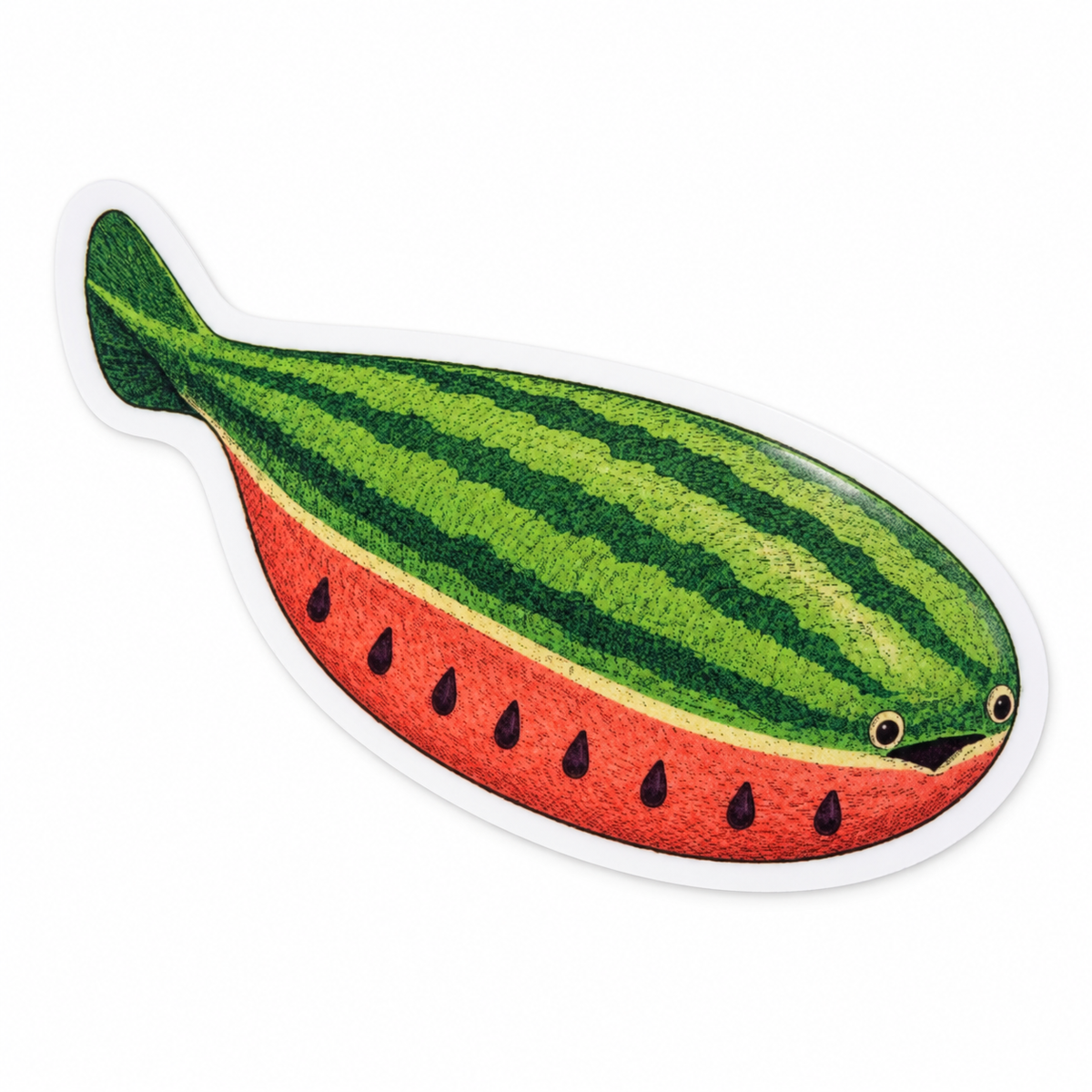 Watermelon Sacabambaspis Sticker | 2.5" Die-Cut Vinyl Prehistoric Fish Meme Decal | Laptop & Water Bottle Sticker