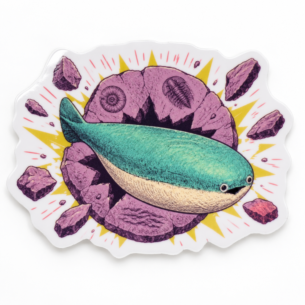 Fossil Sacabambaspis Sticker | 2.5" Die-Cut Vinyl Prehistoric Fish Meme Decal | Laptop & Water Bottle Sticker