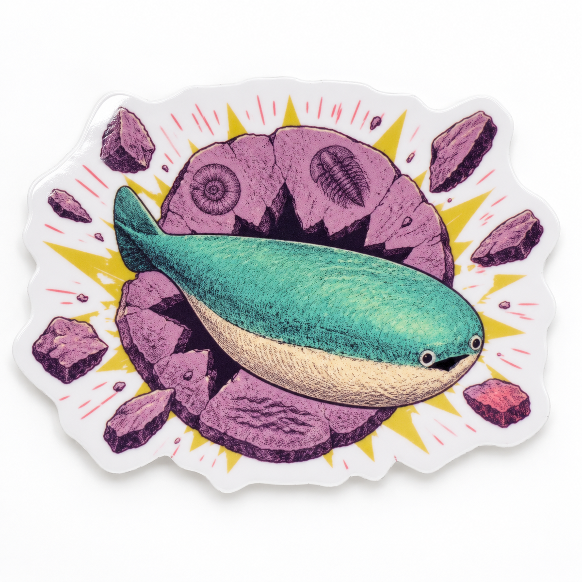 Fossil Sacabambaspis Sticker | 2.5" Die-Cut Vinyl Prehistoric Fish Meme Decal | Laptop & Water Bottle Sticker
