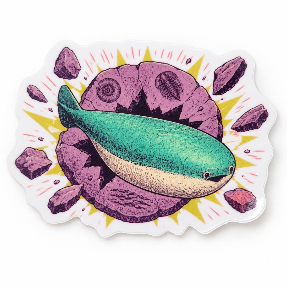 Fossil Sacabambaspis Sticker | 2.5" Die-Cut Vinyl Prehistoric Fish Meme Decal | Laptop & Water Bottle Sticker
