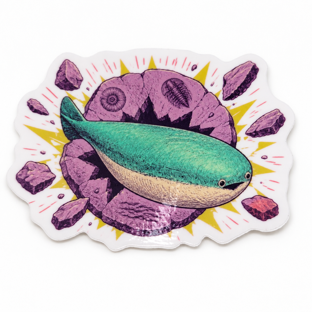 Fossil Sacabambaspis Sticker | 2.5" Die-Cut Vinyl Prehistoric Fish Meme Decal | Laptop & Water Bottle Sticker
